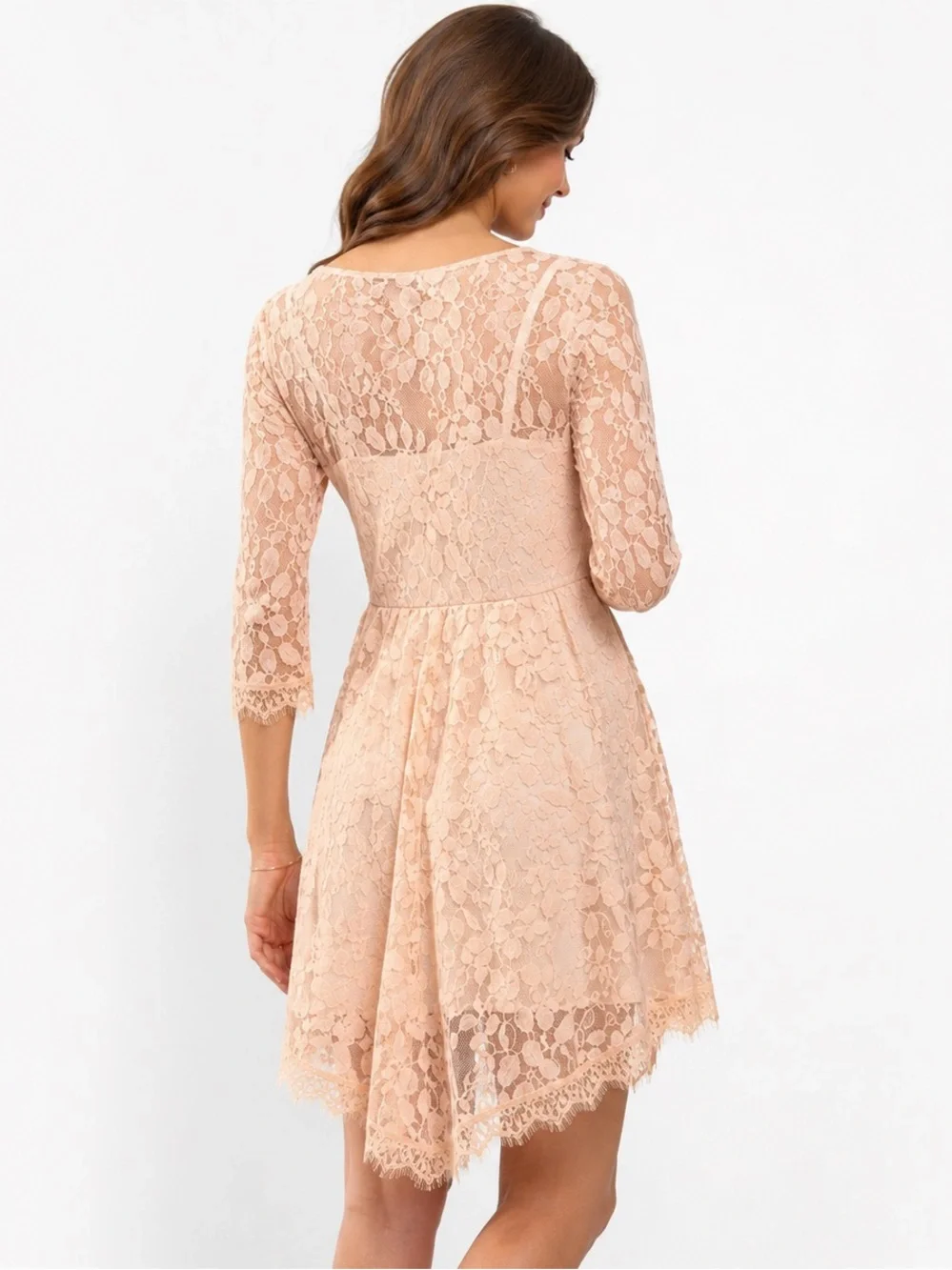 Free People Roco Lace Dress Size 10 Taupe Blush Boho Romantic